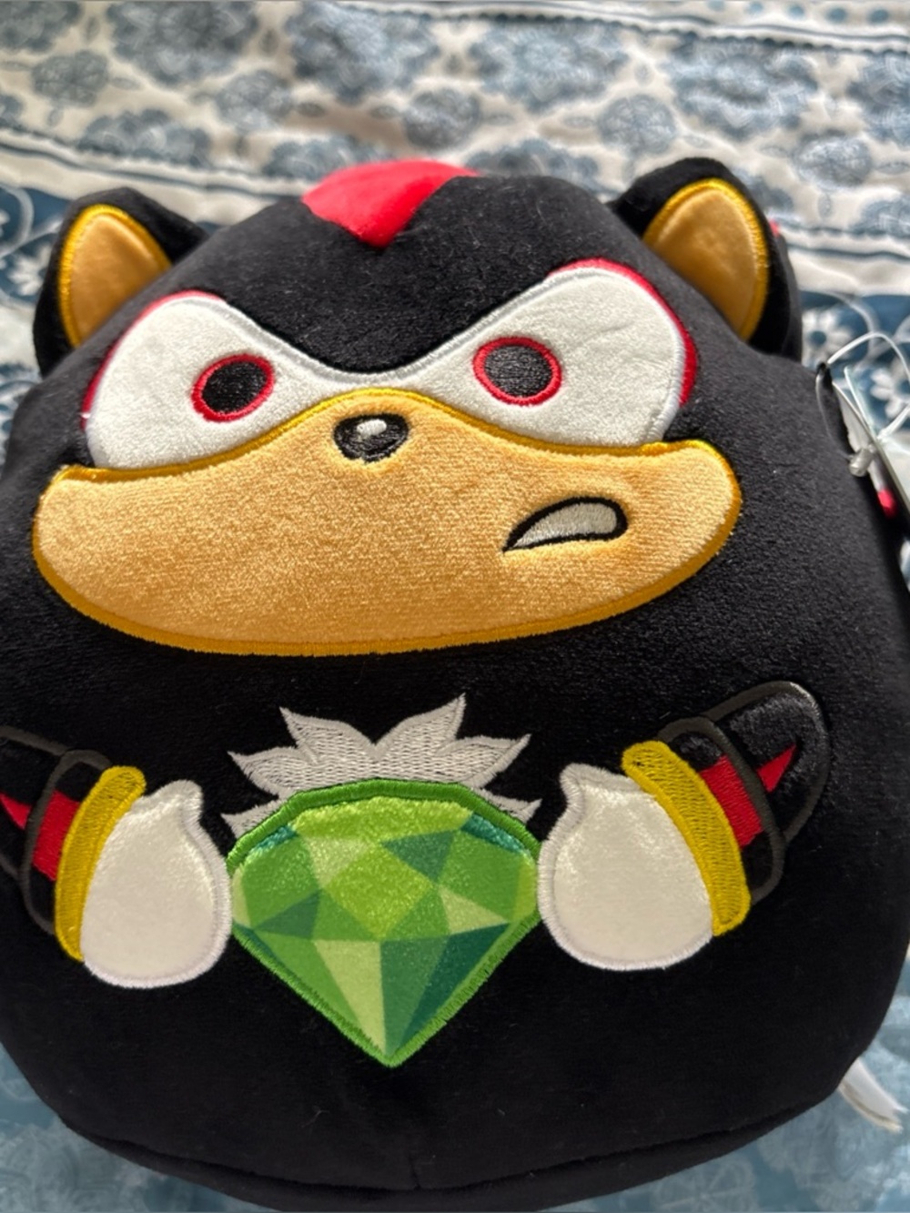 Squishmellow Black Plush Shadow the Hedgehog Pillow with Green Gem, NWT